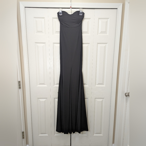 Formal Strapless Long Evening Party Dress with Front Split - Picture 3 of 8